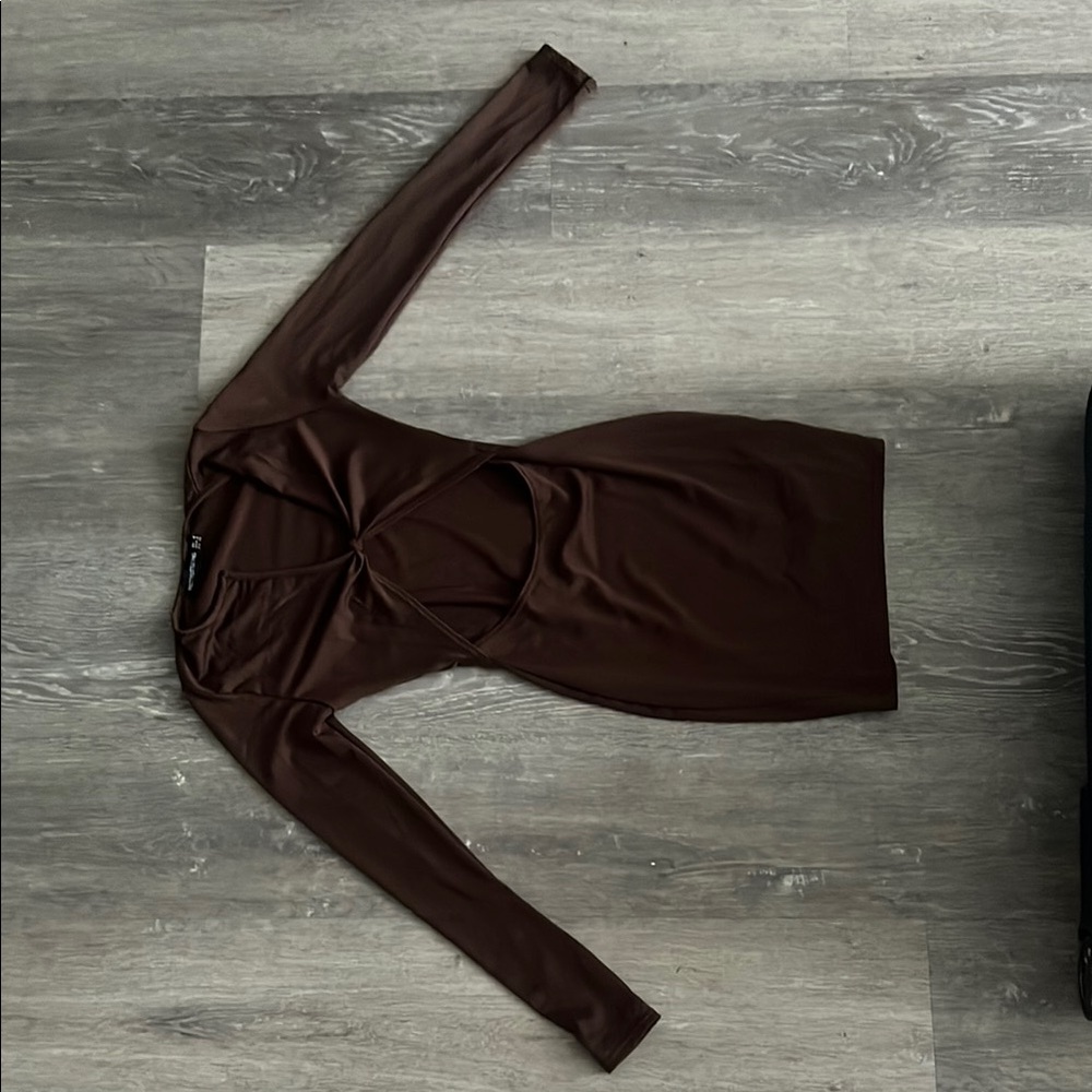 Chic Brown Long Sleeve Dress